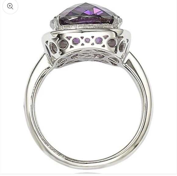 🔹️Suzy Levian🔹️ Sterling Silver Purple and White Cubic Zirconia Halo Ring - Picture 8 of 8